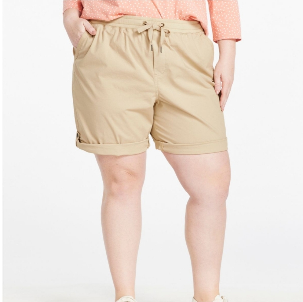 LL Bean Plus Size Stretch Ripstop Pull-On Shorts Steel Blue Womens Size 3X